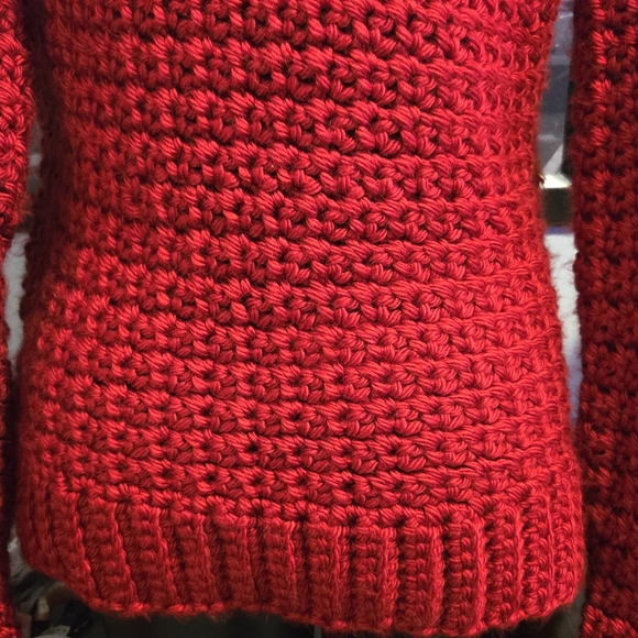 Handknit Red Knit Sweater - Picture 7 of 9